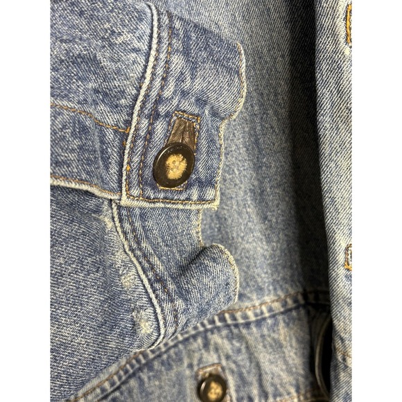 Vtg Barn Jacket Chore Coat Women's 2X Blue Denim Brown Collar Utility 90s Grunge - Picture 5 of 8